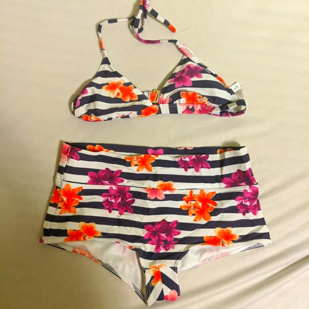 OG Delia's Floral High-Waisted Bikini Full Set